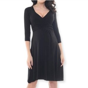 Ma Cherie Maternity Black V-Neck Dress sz M Maternity